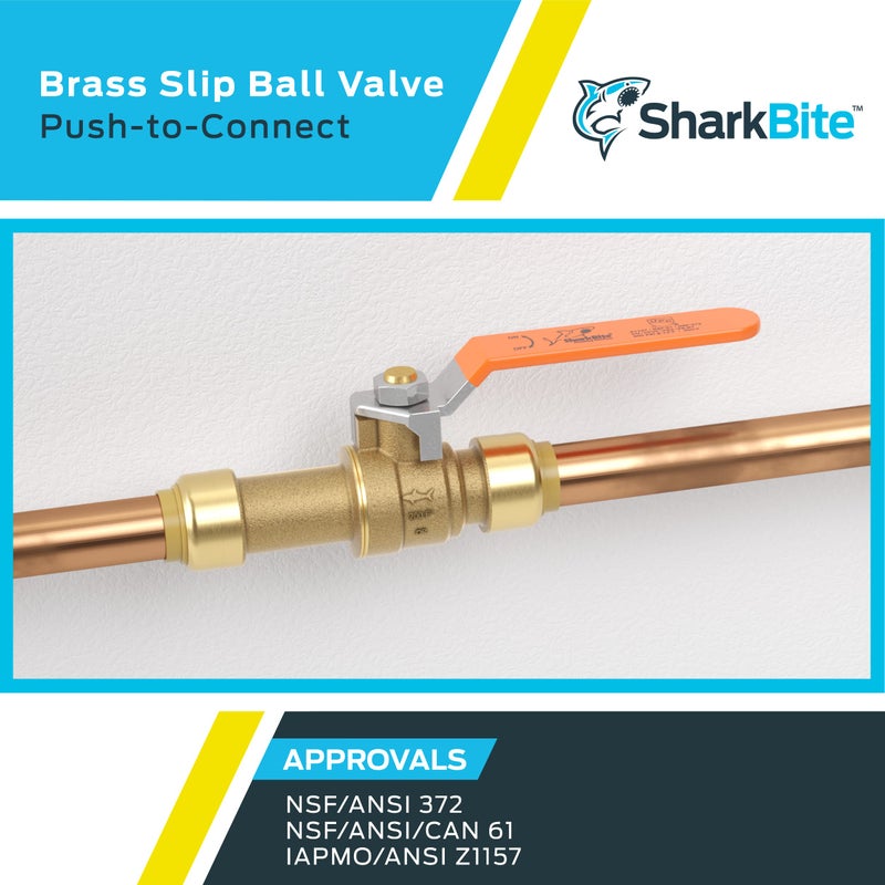 SharkBite 1 Inch Slip Ball Valve, Push to Connect Brass Plumbing Fitting, PEX Pipe, Copper, CPVC, PE-RT, HDPE, 24737LF - Image 5